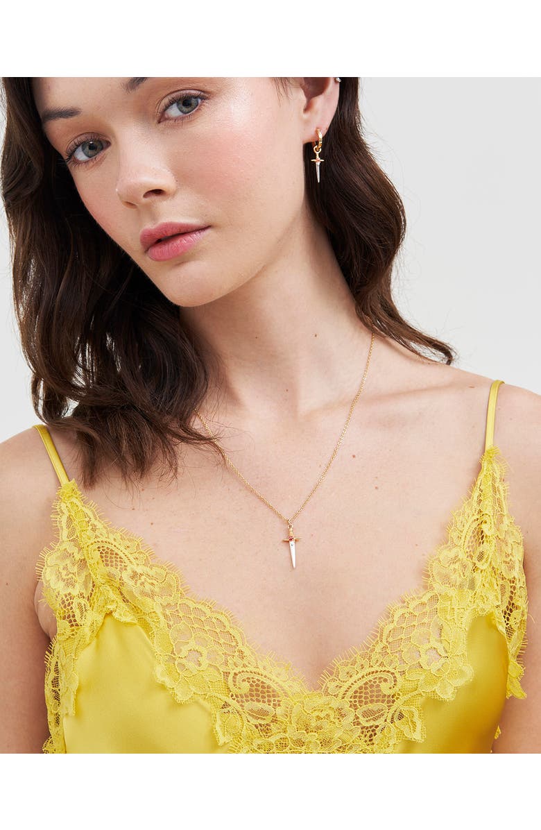 Fable England Rose & Dagger Necklace, Alternate, color, Gold