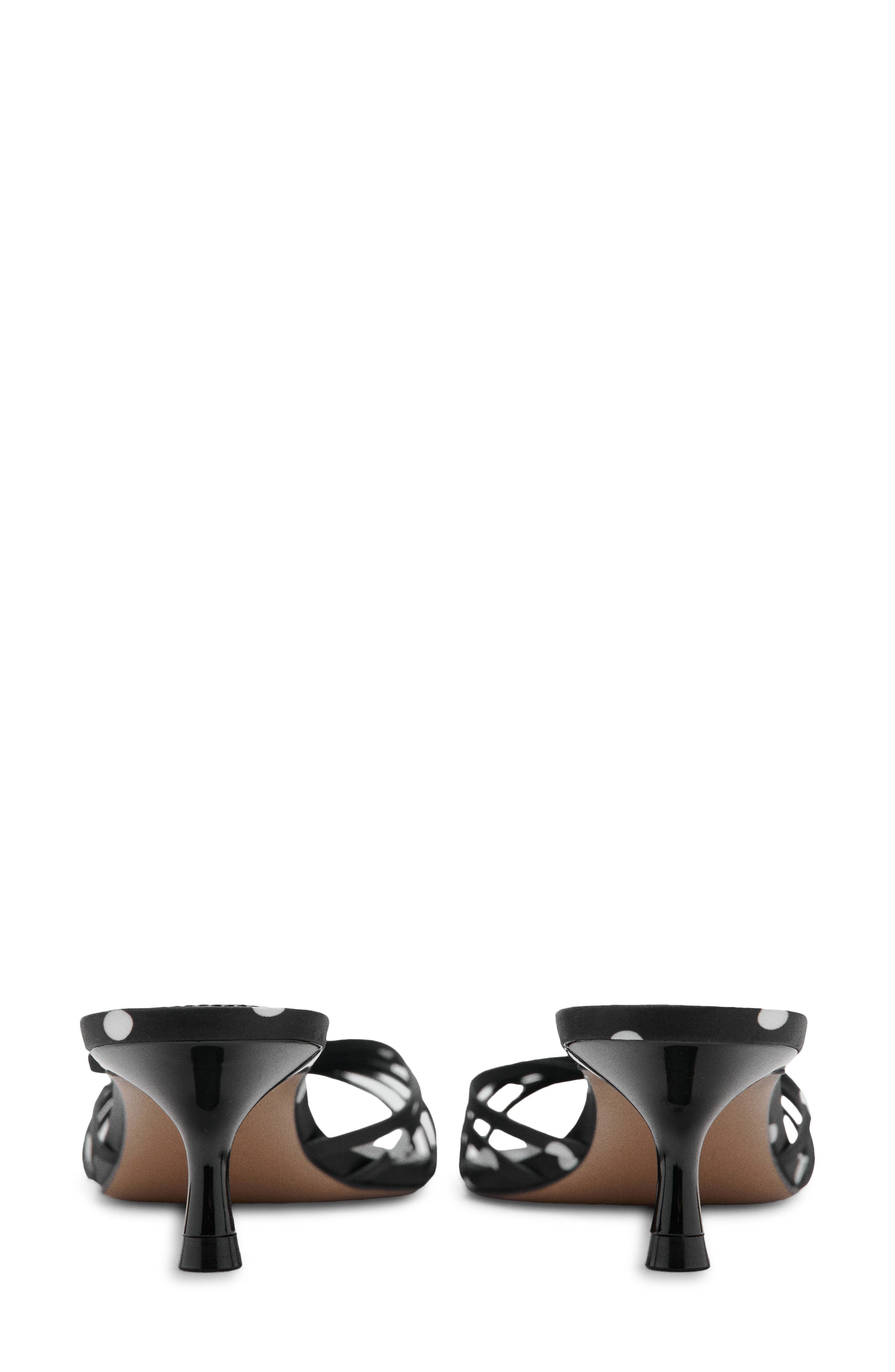 Polka Dot Bow Kitten Heel Sandal, Alternate, color, BLACK