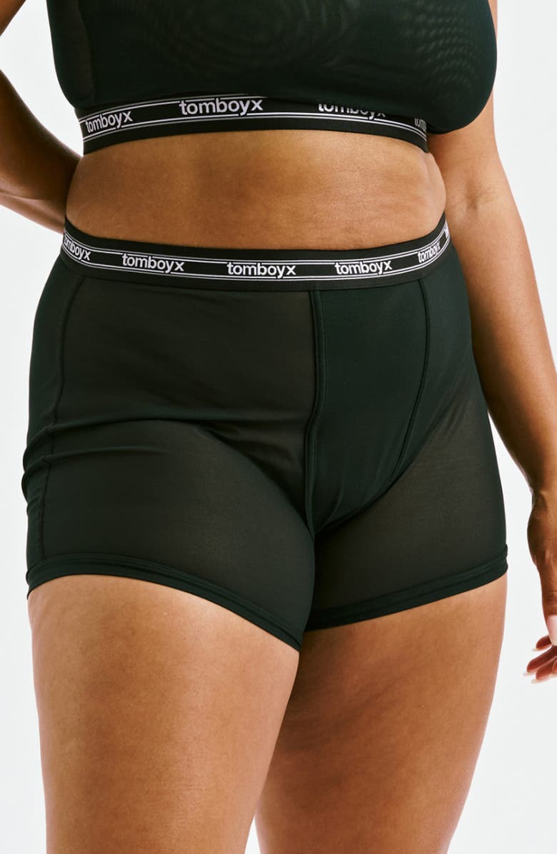 TomboyX Powermesh Boxer Briefs, Alternate, color, Black