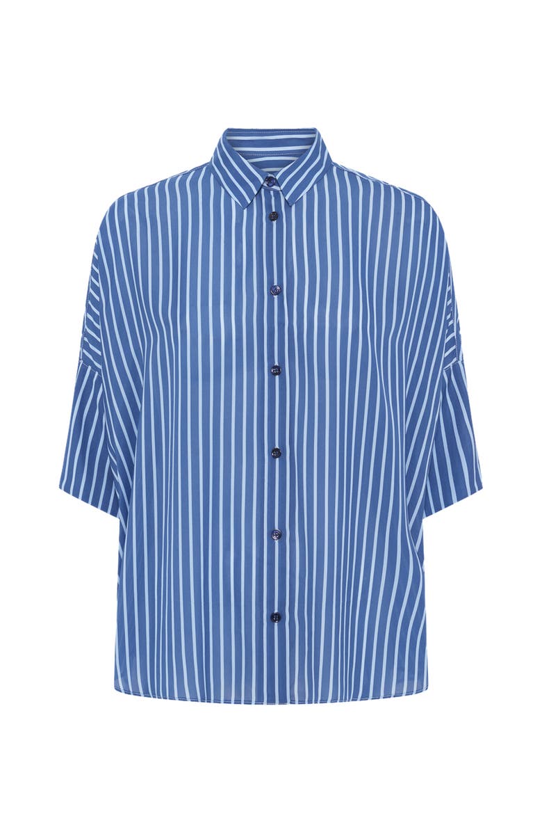 GERARD DAREL Crissy Draped Three-Quarter Sleeve Shirt, Alternate, color, Indigo