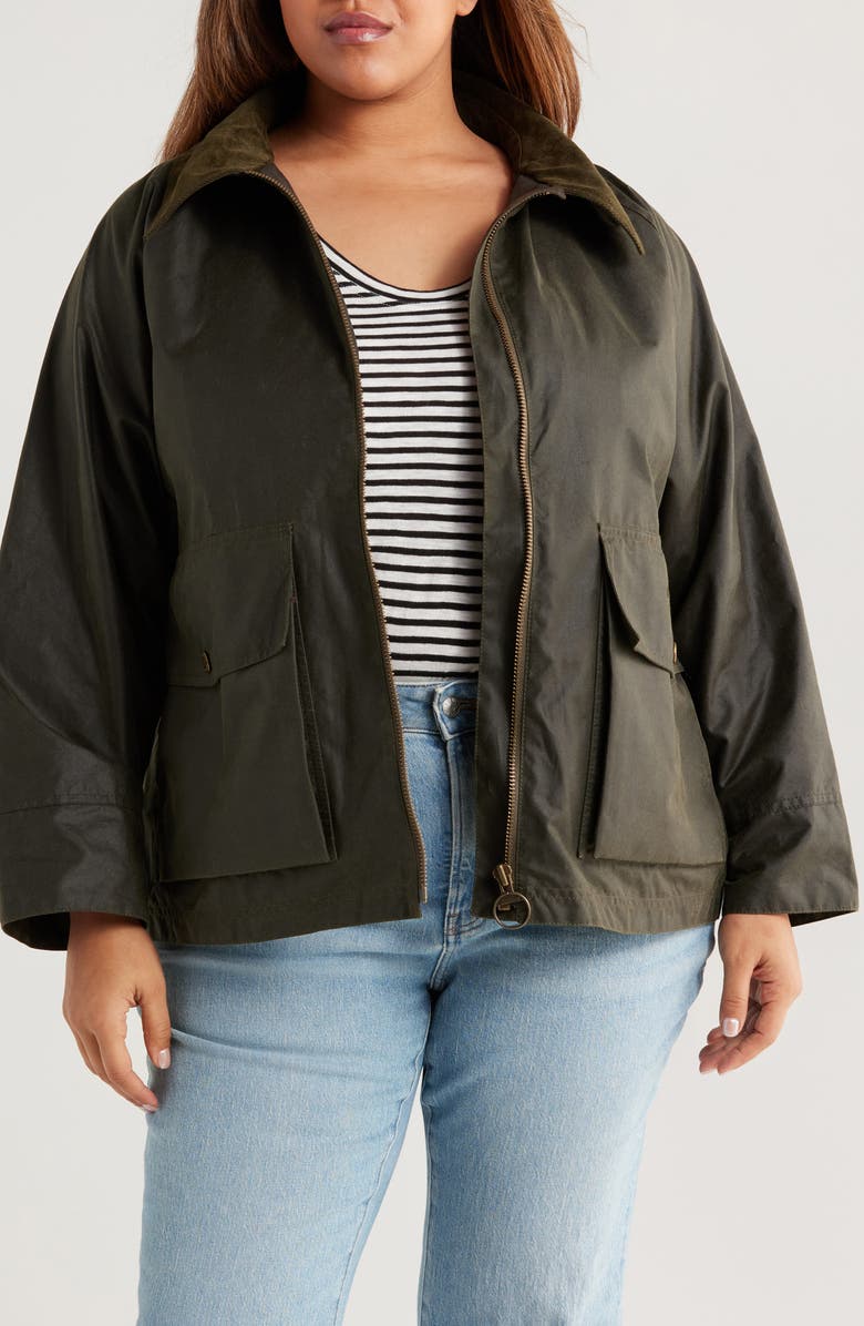 Barbour Croxdale Waxed Cotton Jacket, Alternate, color, Archive Olive