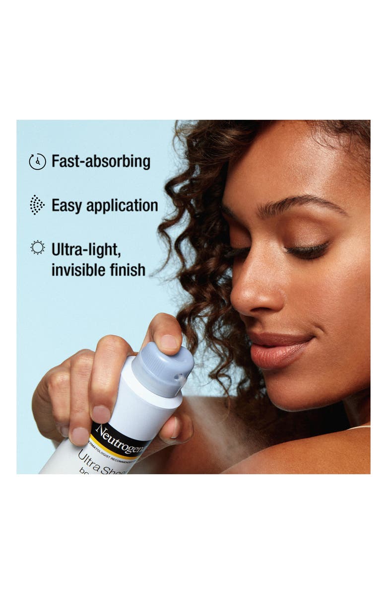 NEUTROGENA Ultra Sheer Body Mist Sunscreen Spray Broad Spectrum SPF 70, Lightweight, Non-Greasy & Water Resistant, Oil-Free & Non-Comedogenic UVA/UVB Sunscreen Mist - 5 oz., Alternate, color,