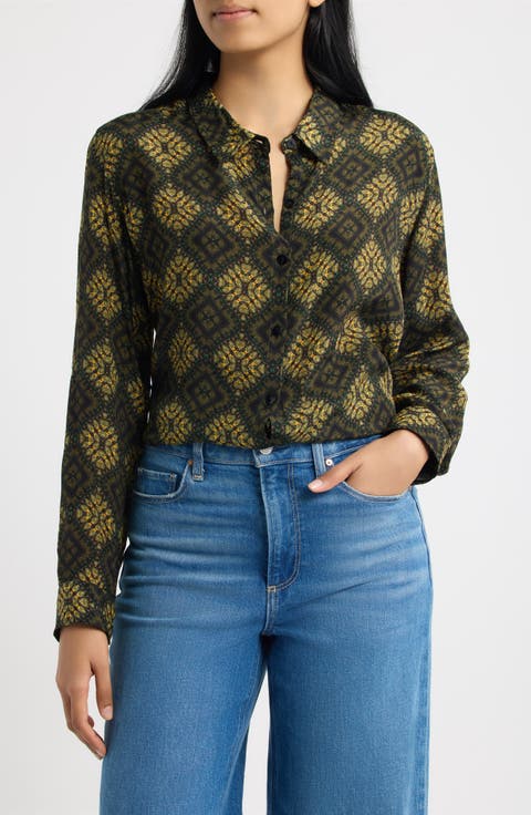 Print Roll Tab Sleeve Shirt