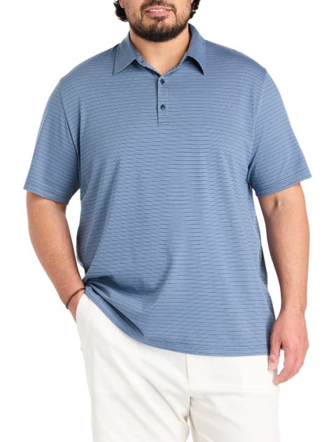 Big & Tall Striped Tech Polo Shirt