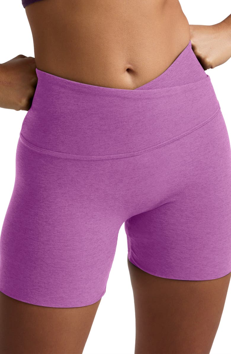 Beyond Yoga Space Dye Leisure Bike Shorts, Alternate, color, Fun Fuschia Heather