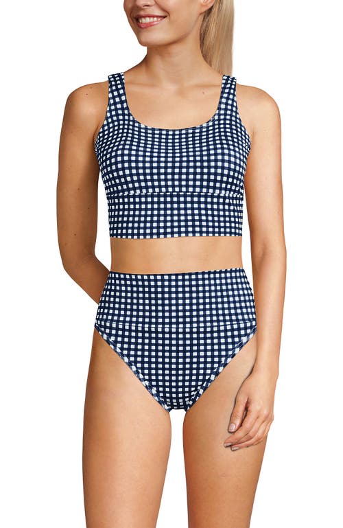 Lands' End Tugless Tankini Top And High Waisted Bottom Swimsuit Set In Blue