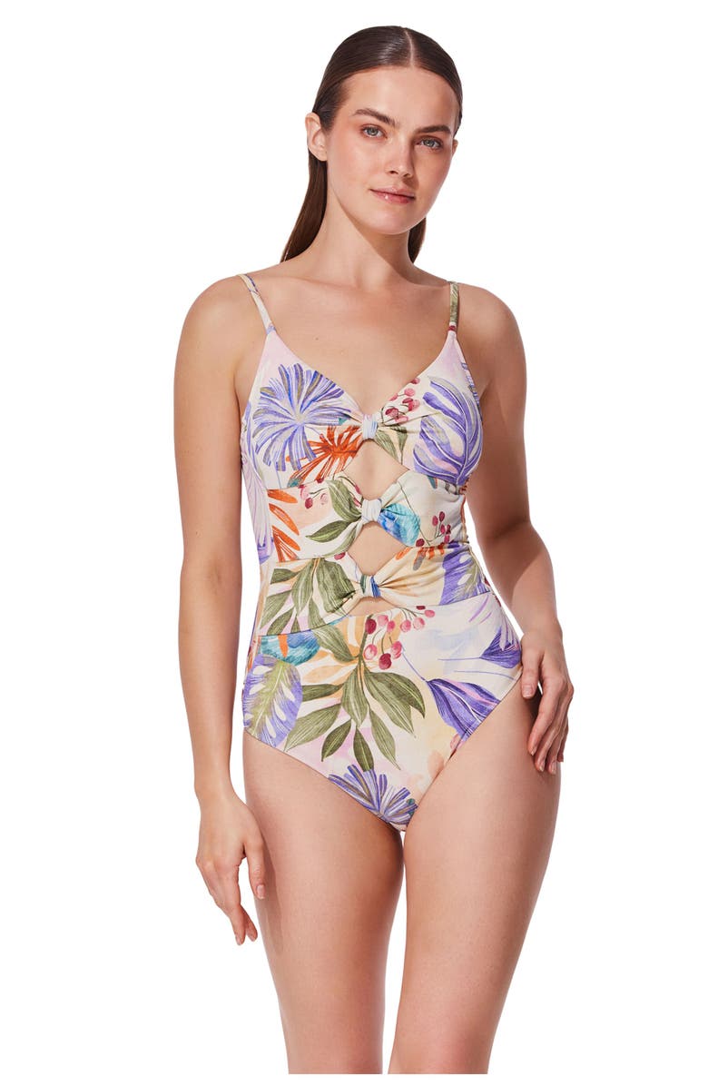 Gottex Cherry Blossom Cut Out One Piece, Main, color, Blossom-Multi