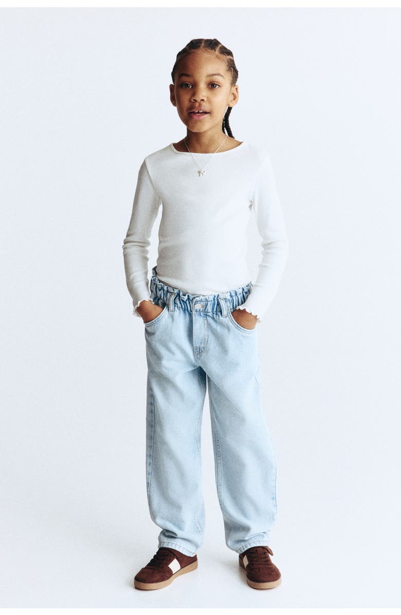 H&M Relaxed paper bag jeans, Main, color, Light Denim Blue