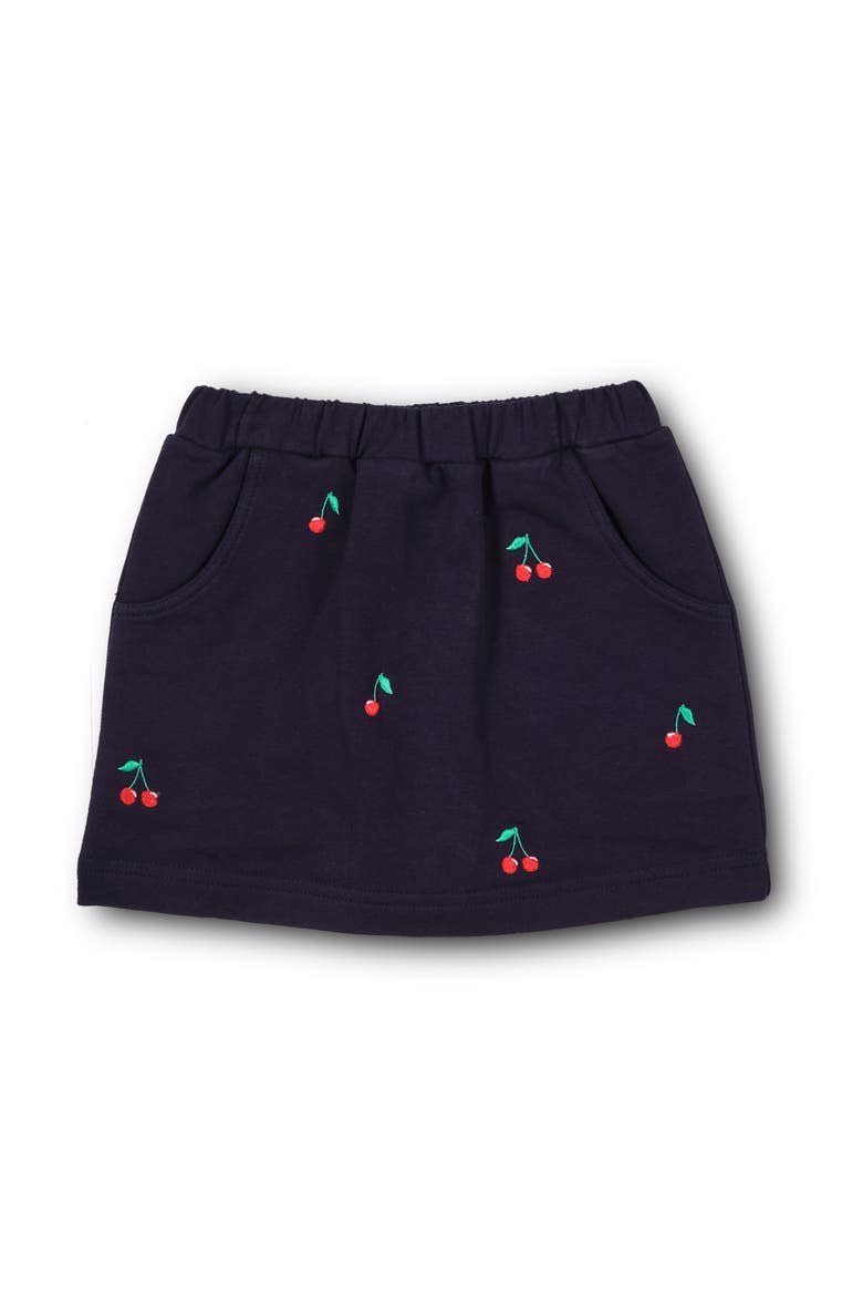 French Terry Skort With Embroidered Cherries, Main, color, Navy