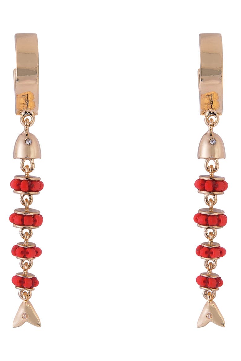 Beaded Fish Drop Earrings, Alternate, color, ORANGE