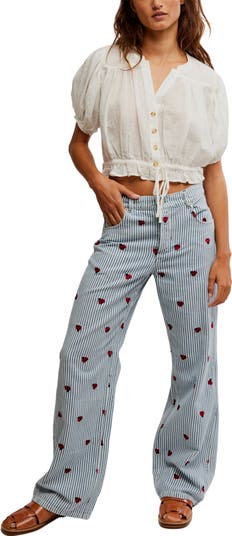 Bugged Out Railroad Stripe Straight Leg Jeans