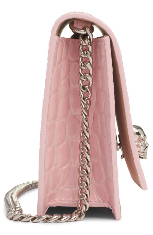 Alexander Mcqueen Mini Skull Croc Embossed Leather Shoulder Bag