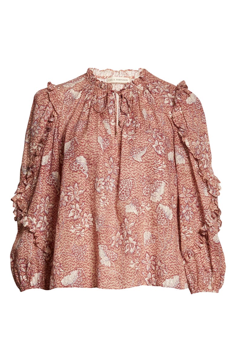 Ulla Johnson Manet Floral Print Cotton Blend Blouse, Alternate, color,