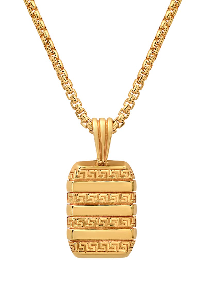 Men's 14K Gold Plated Sterling Silver Dog Tag Pendant Necklace, Alternate, color, GOLD