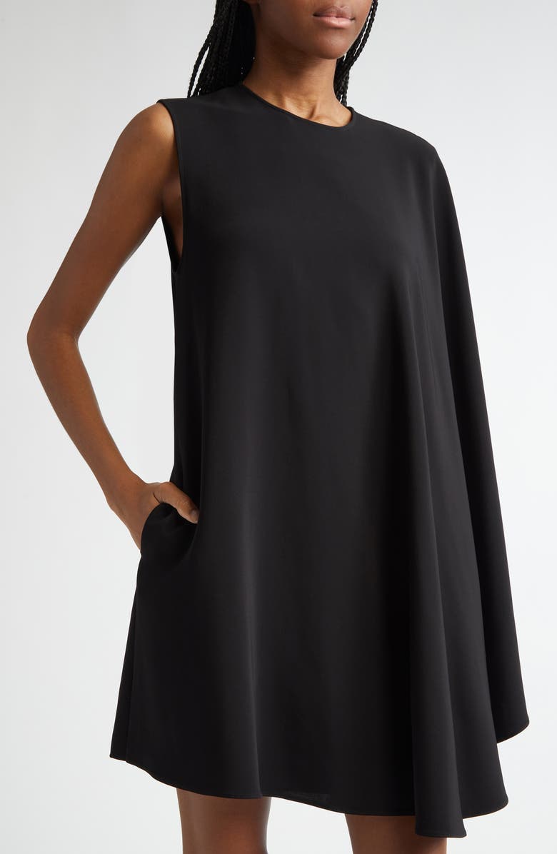 Stella McCartney One-Sleeve Stretch Cady Minidress, Alternate, color, Black