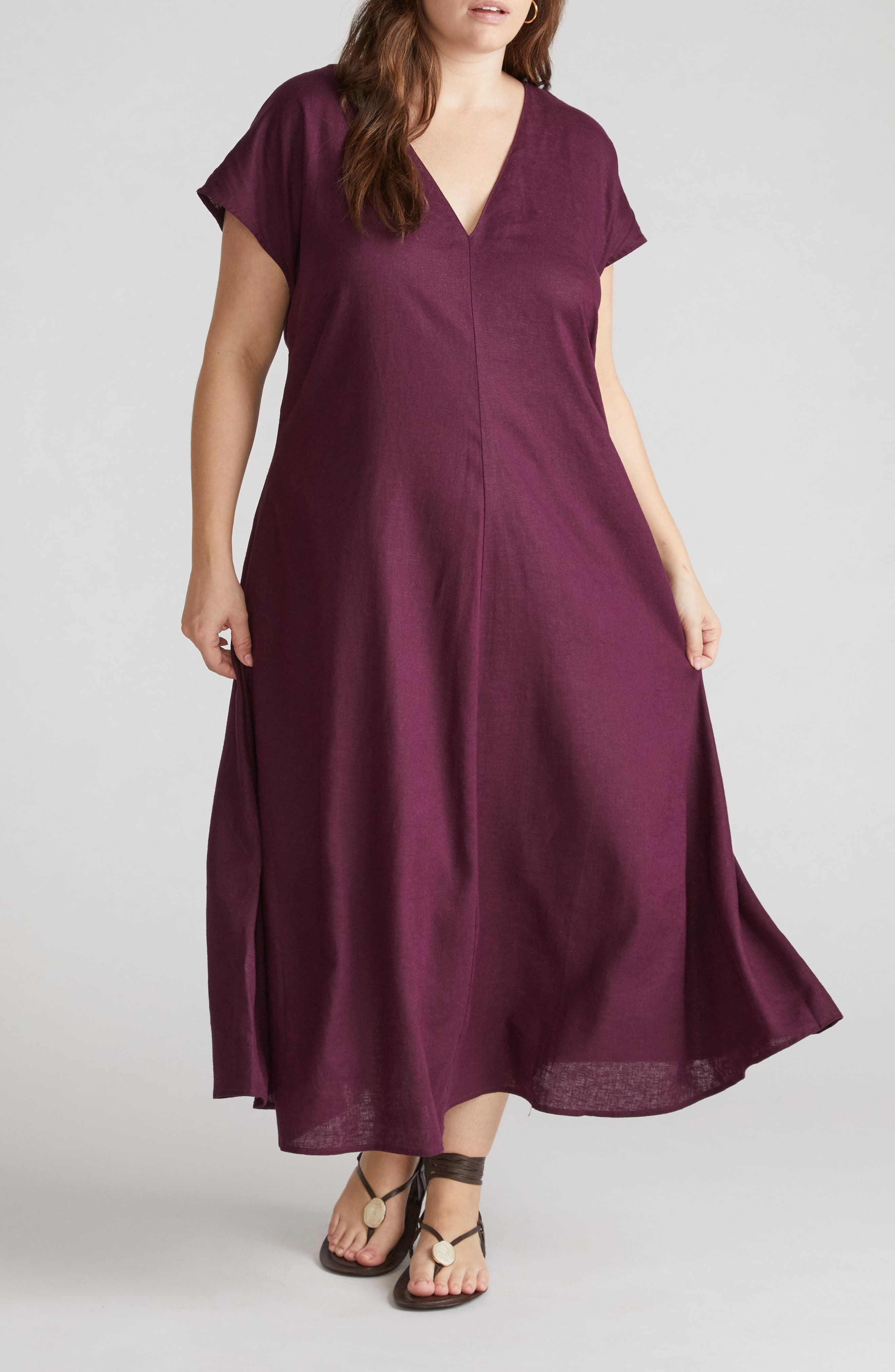 Universal Standard Louvre Tie Back Maxi Dress In Purple