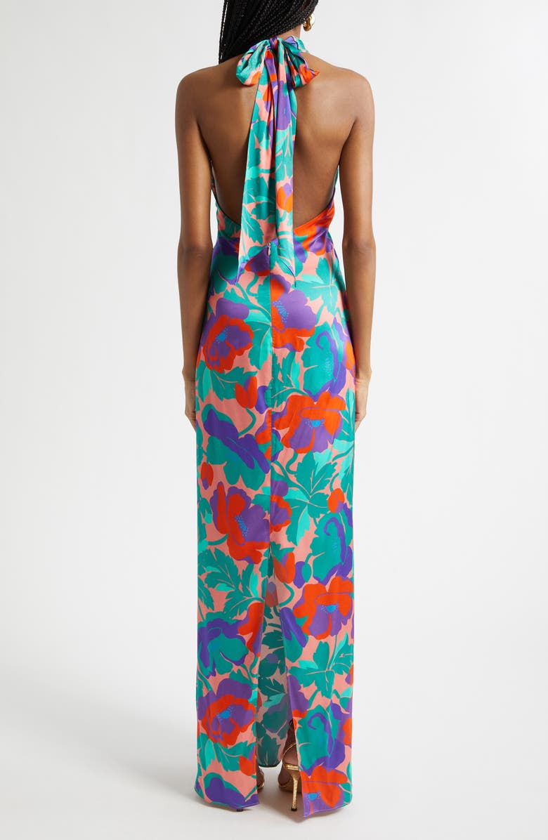 Ramy Brook Dahlia Tatiana Halter Neck Gown, Alternate, color, Coral Floral