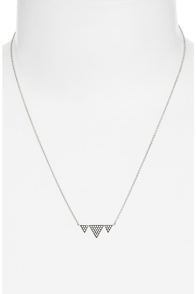 Triangle Pendant Necklace, Alternate, color, SILVER/ BLACK DIAMOND