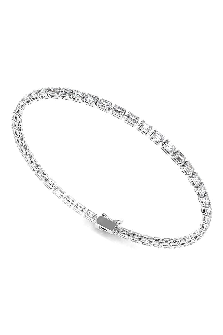 Emerald Cut Lab Created Diamond Tennis Bracelet, Alternate, color, 6.69 CTW WHITE GOLD