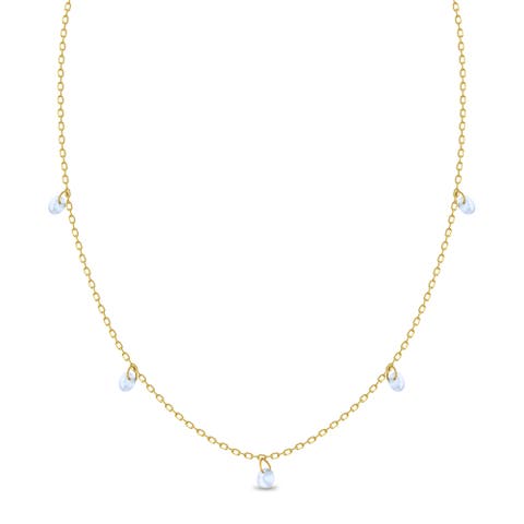 14k Dainty Aquamarine Multicharm Necklace