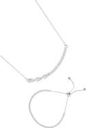 Adornia Curved Crystal Bar Slider Bracelet & Necklace Set