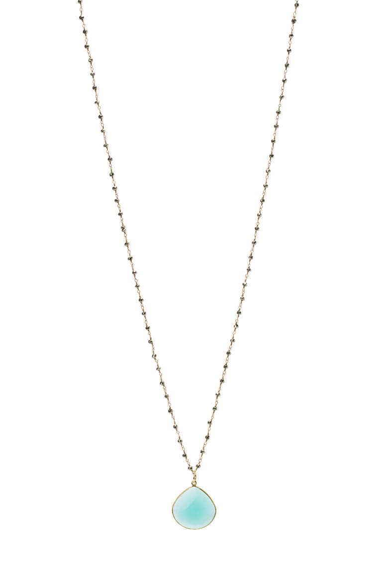Monterey Semiprecious Stone Pendant Necklace, Main, color, AQUA CHALCEDONY