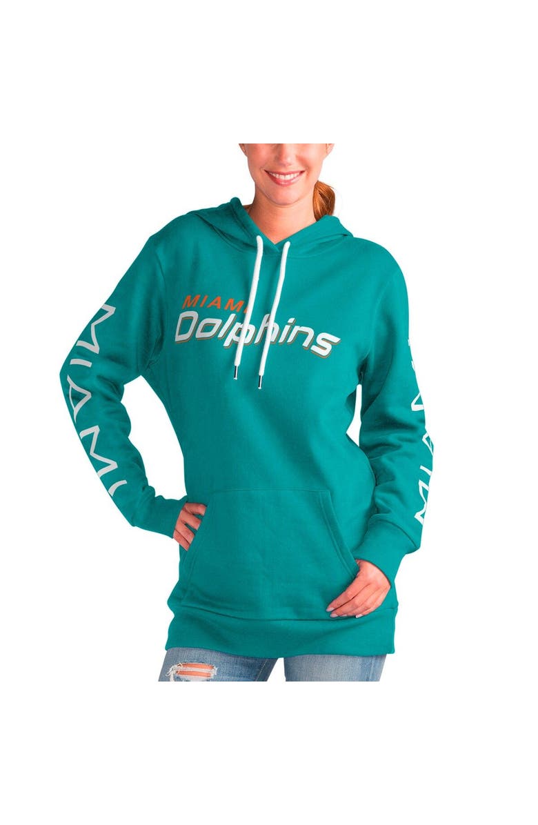 G-III 4HER BY CARL BANKS Women's G-III 4Her by Carl Banks Aqua Miami Dolphins Extra Inning Pullover Hoodie, Main, color, Aqua