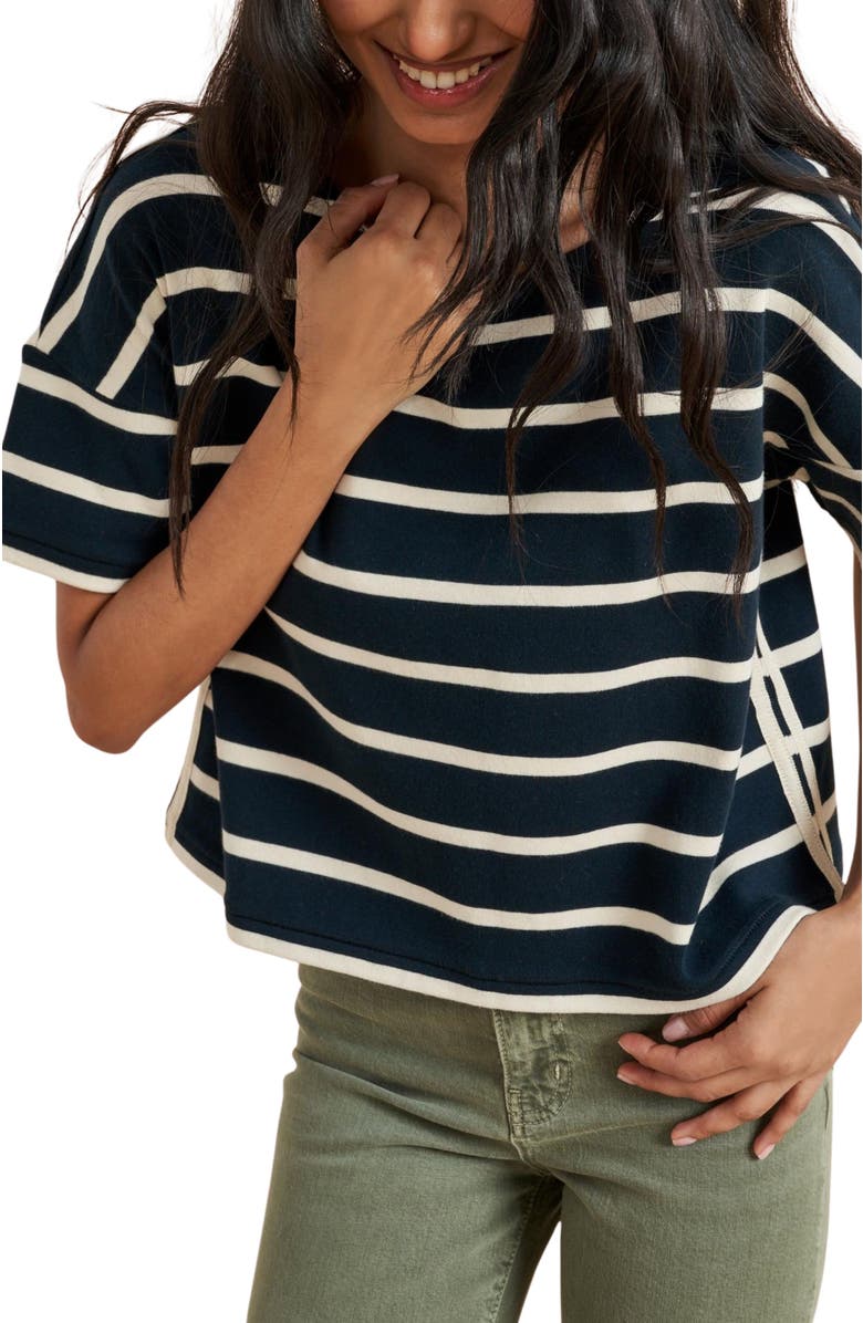 La Ligne Short Sleeve Breton Tee, Alternate, color, Navy/Ecru