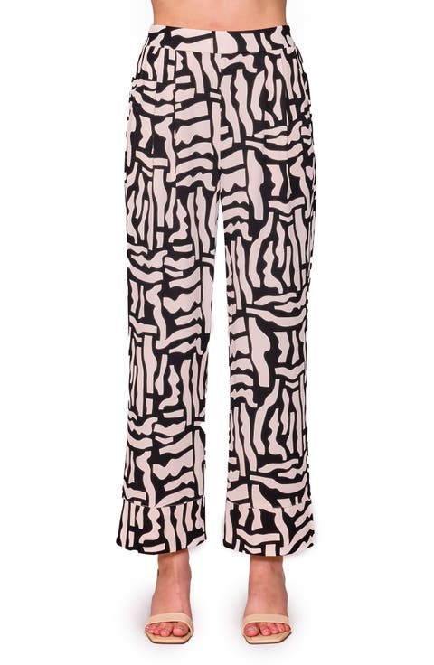 Techno Print Wide Leg Pants