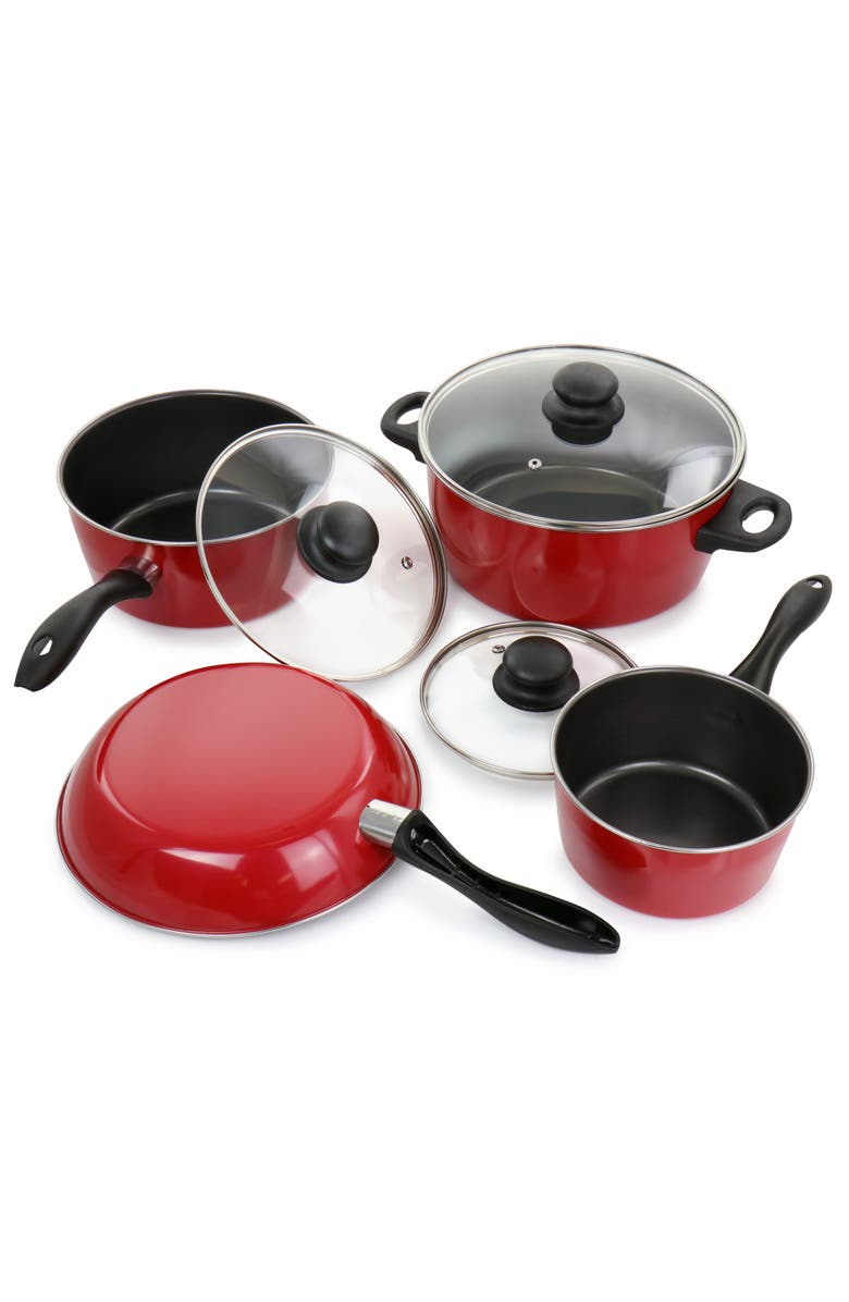 Gibson Home Armada 7 Piece Nonstick Carbon Steel Cookware Set, Alternate, color, Red