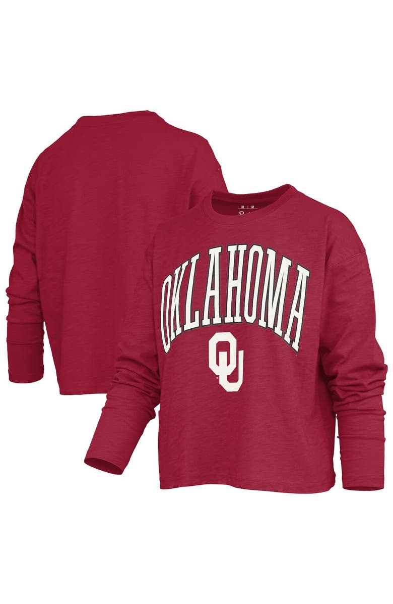 PRESSBOX Women's Pressbox Crimson Oklahoma Sooners Motley Boxy Waist-Length Long Sleeve T-Shirt, Main, color, Crimson