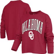 PRESSBOX Women's Pressbox Crimson Oklahoma Sooners Motley Boxy Waist-Length Long Sleeve T-Shirt