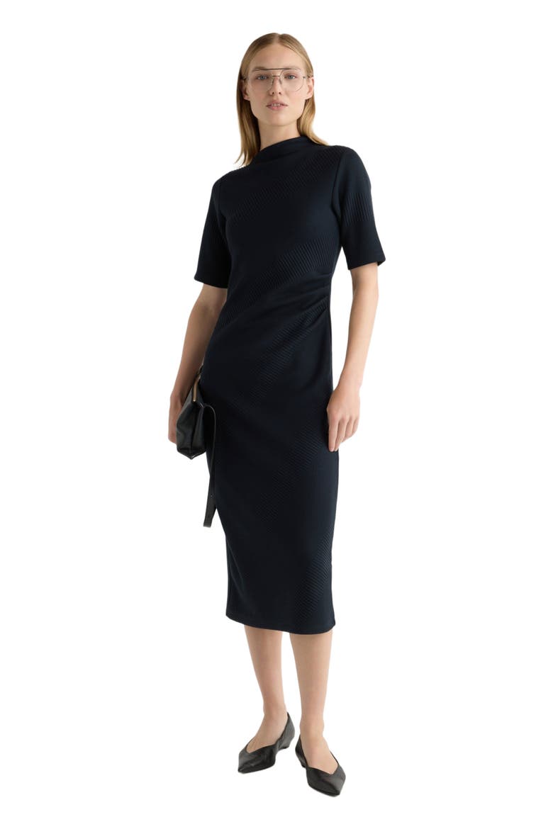 Evie Ribbed Knit Jersey Dress, Alternate, color, Navy