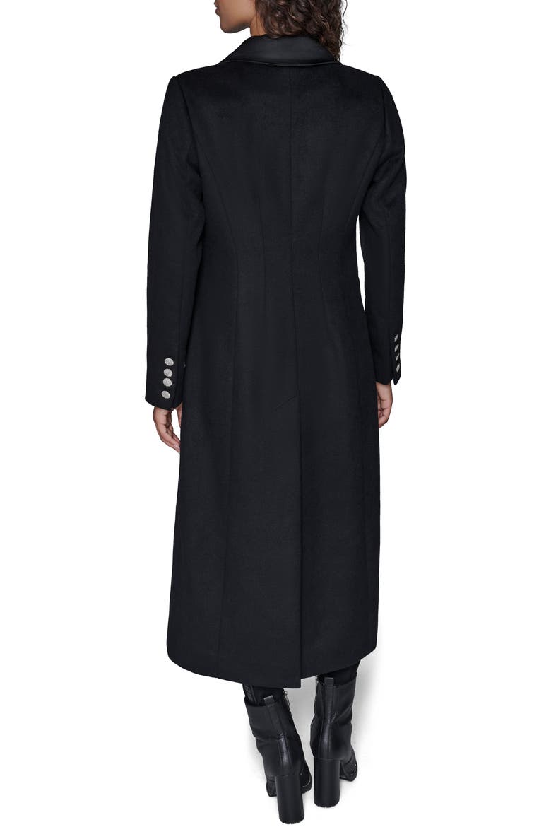 Tuxedo Wool Blend Longline Coat, Alternate, color, BLACK