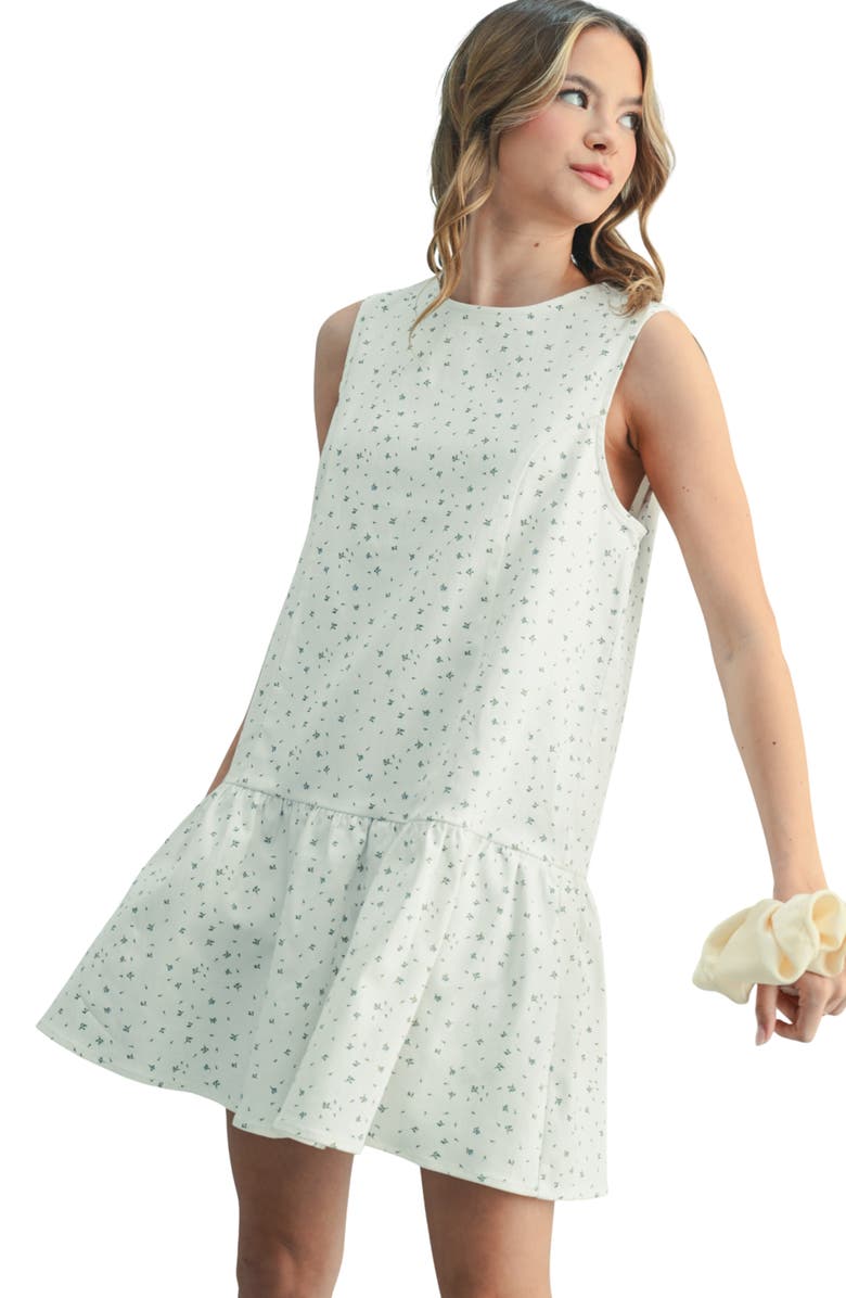 WISHLIST Floral Drop Waist Cotton Minidress, Alternate, color, White