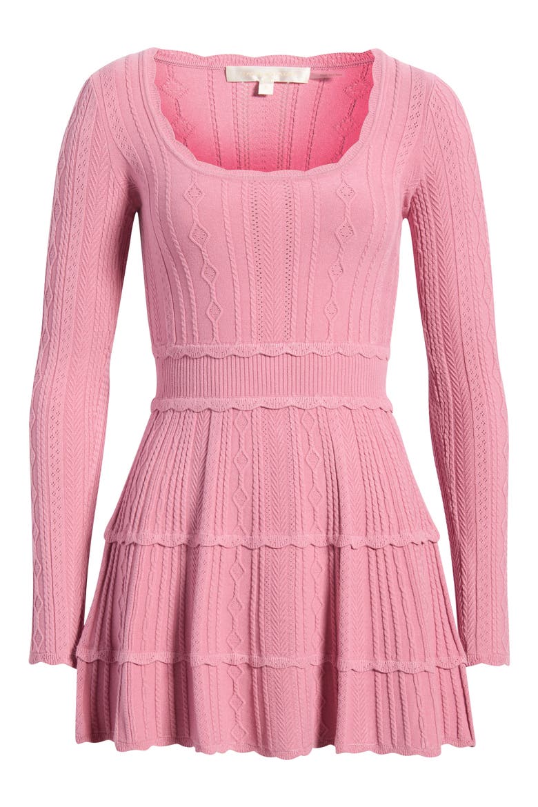 Lunelle Cable Knit Minidress, Alternate, color, PEONY