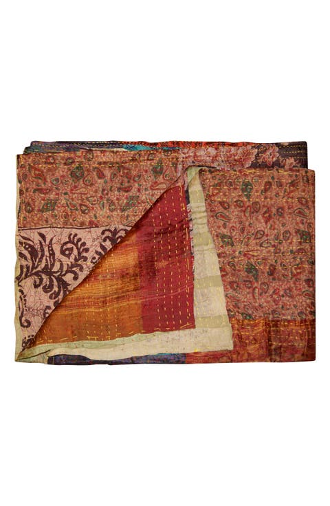 Kantha Silk Blend Throw Blanket
