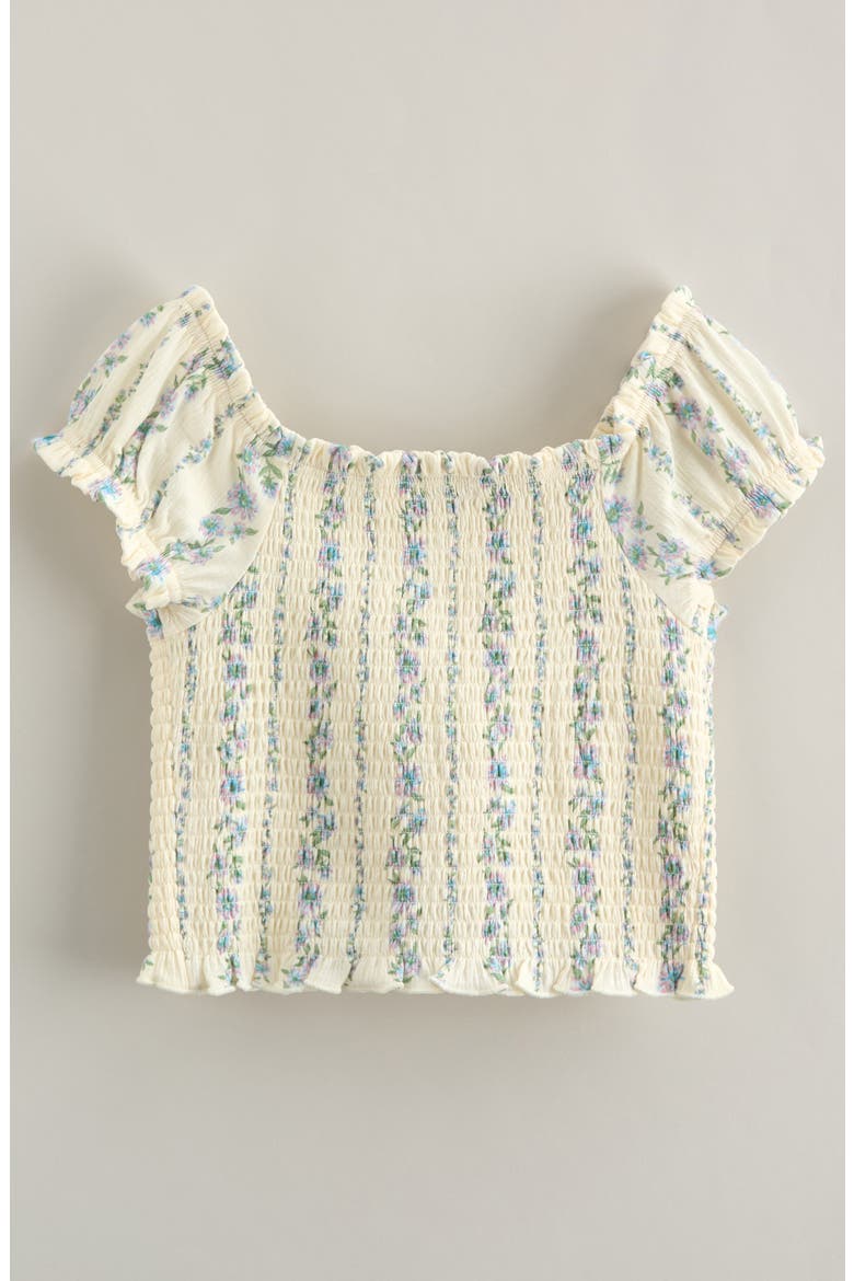 Kids' Floral Smocked Top, Alternate, color, IVORY EGRET KIMBERLY FLORAL