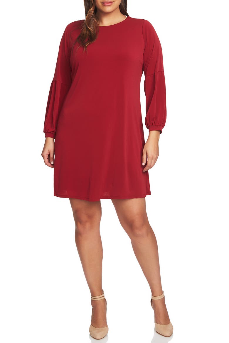 Puff Sleeve Knit Dress, Main, color, MULBERRY RED