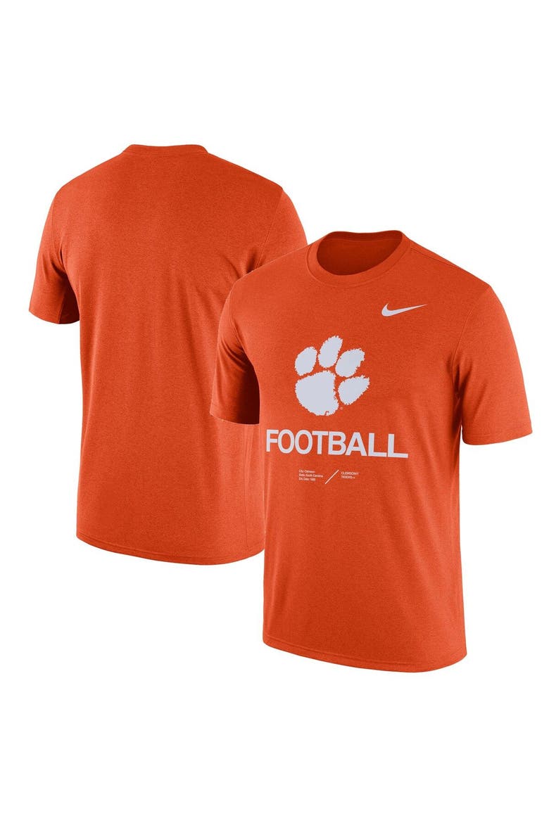 Men's Nike Heathered Orange Clemson Tigers Team Football Legend Performance T-Shirt, Main, color, Heather Orange