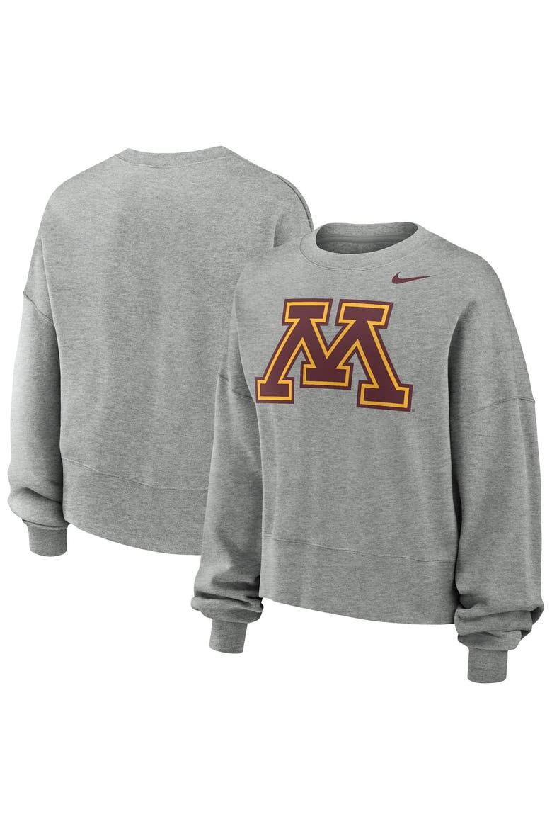 Women's Nike Heather Gray Minnesota Golden Gophers Phoenix Fleece Pullover Sweatshirt, Main, color, Heather Gray
