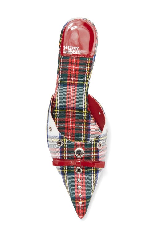 Jeffrey Campbell Gratis Pointed Toe Mule In Red White Plaid Silver