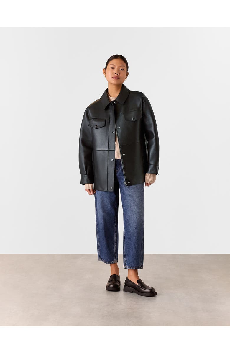 Whistles Clean Bonded Leather Jacket, Alternate, color, Black