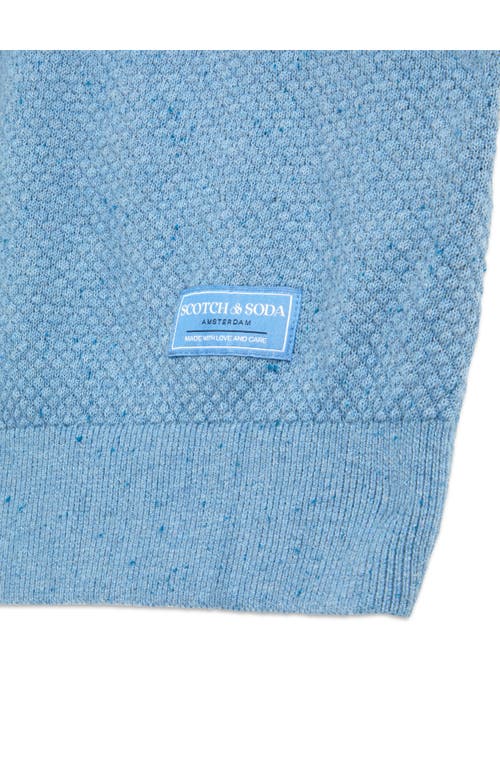 Scotch & Soda Textured Stitched Knit Polo In Blue