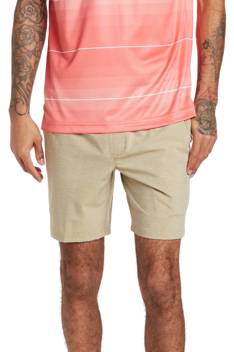 8" Pull-On Shorts, Main, color, KHAKI HEATHER