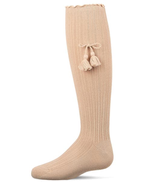 Tassle-Bow-Trimmed Lettuce Edge Knee High Sock (Toddler, Little Kid & Big Kid)