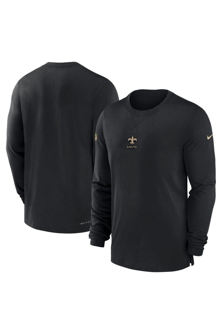 Men's Nike Black New Orleans Saints 2023 Sideline Performance Long Sleeve T-Shirt, Main, color, Black