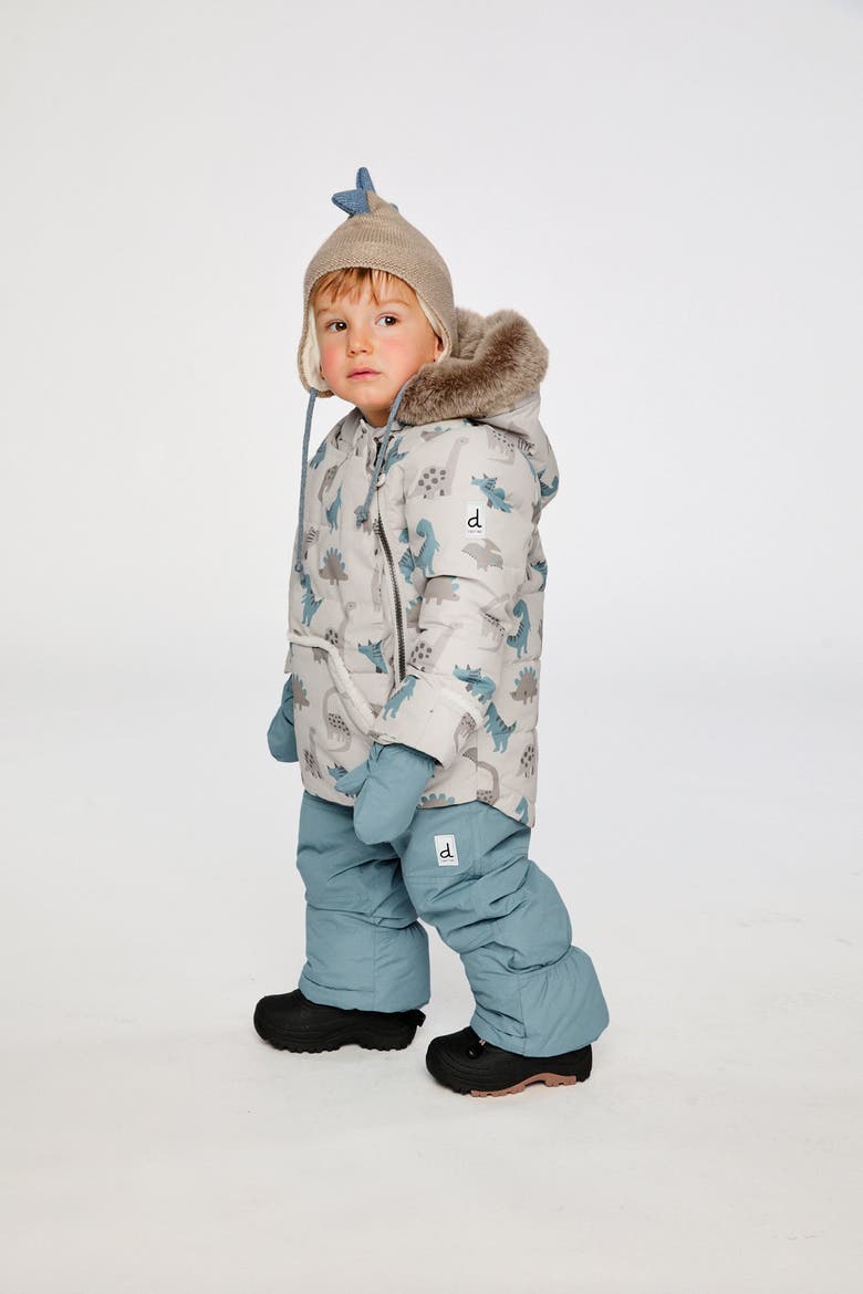 Dinosaur Two Piece Coat Pants & Neckwarmer Snowsuit, Alternate, color, Blue Dinosaur Print