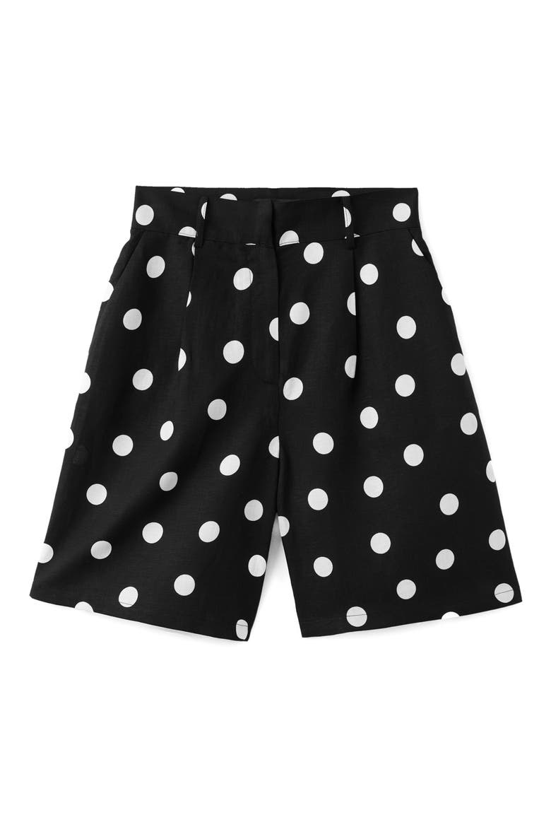 Abrei Polka Dot Shorts, Alternate, color, BLACK