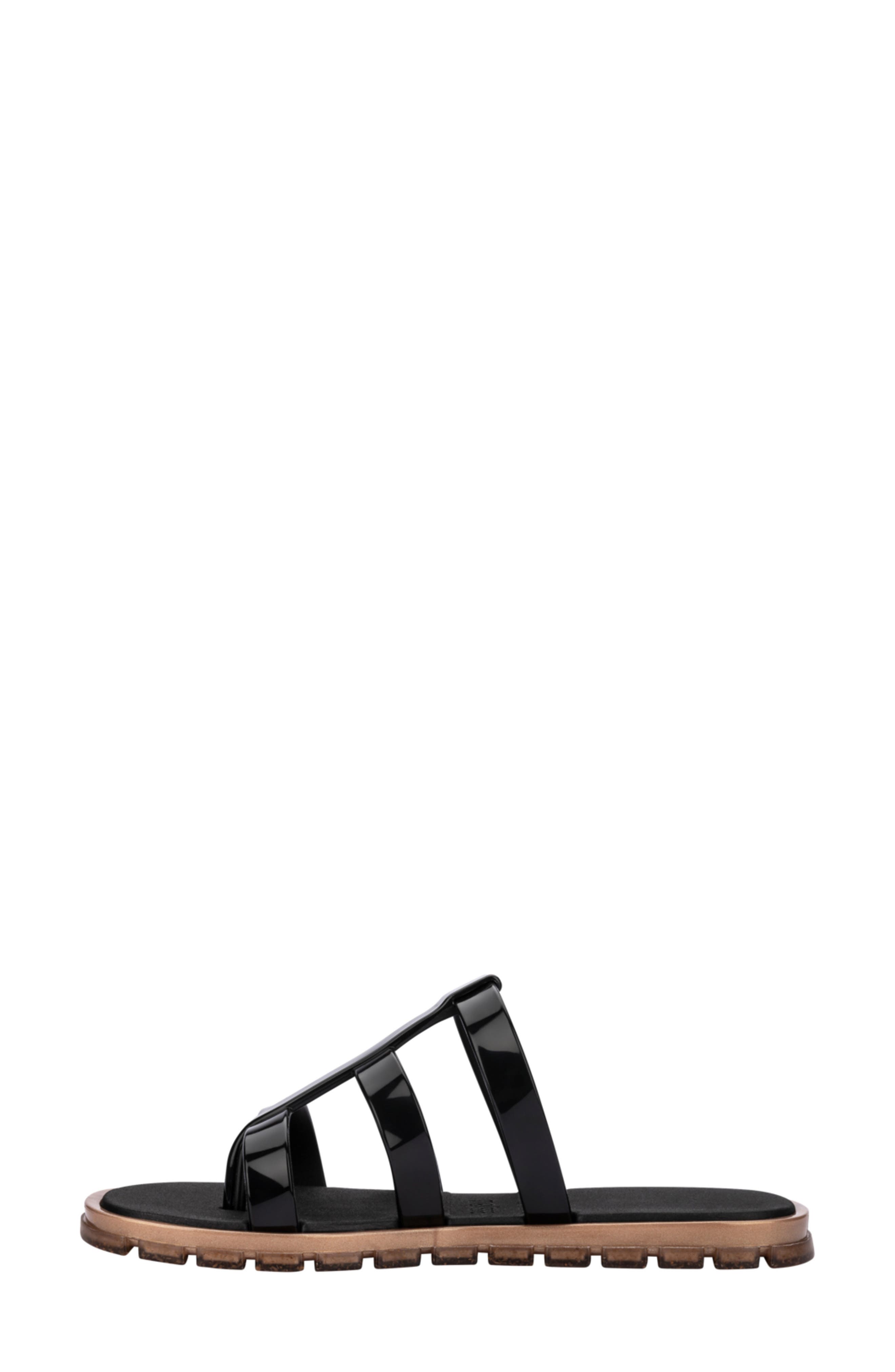 Melissa Path Slide Sandal, Alternate, color, Black/ Gold